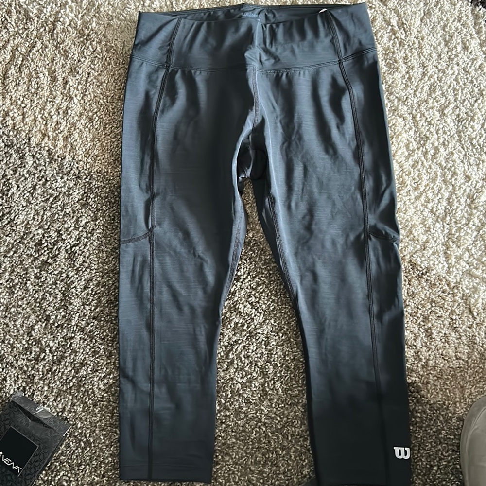 Wilson Tennis slate gray 19” leggings w pocket.  Brand new w tag.